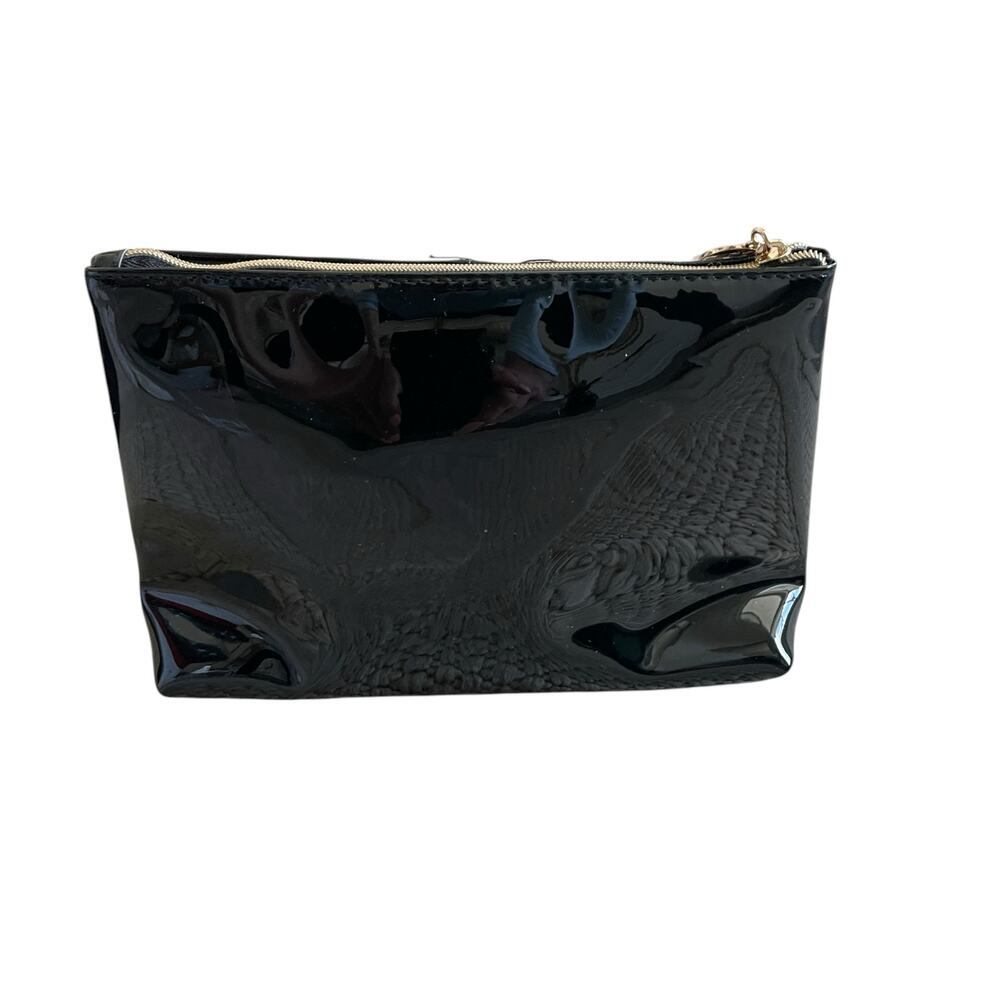 Yves Saint Laurent YSL Beaute Makeup Bag Travel Pouch Black Patent Clutch NEW - Picture 9 of 16
